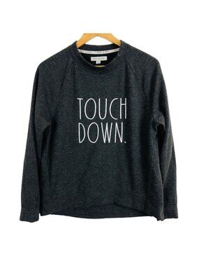 Rae Dunn Women's Touch Down Sweatshirt Sz Small Gray Lightweight Soft Cozy Warm